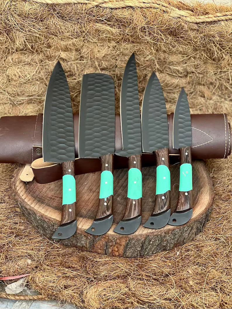 Here’s a fresh, seasonal rewrite with trending keywords and SEO-optimized structure:  Product Title: Premium Knofe Set – 13" Forged Stainless Steel Blade with Wenge Wood & Resin Handle + Leather Sheath