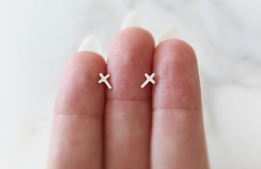 Cross Studs in Sterling Silver