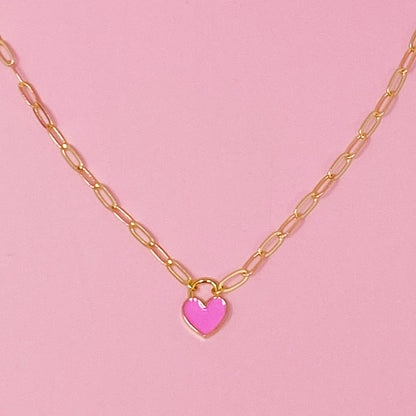 Colored & Locked Heart Necklace