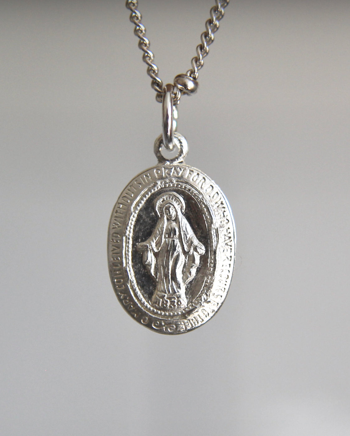 Dainty Miraculous Medal Necklace in Silver