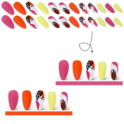 Press-on Nails Neon Colorblock