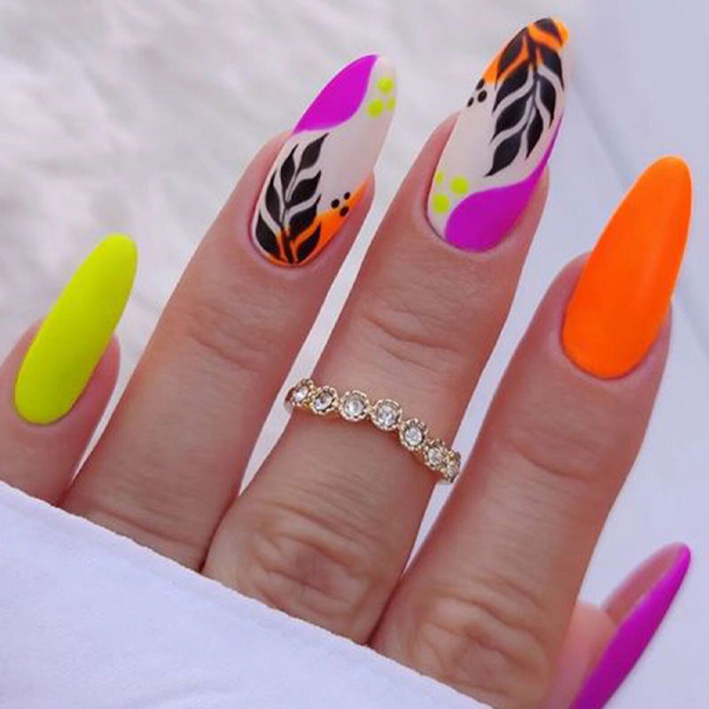 Press-on Nails Neon Colorblock