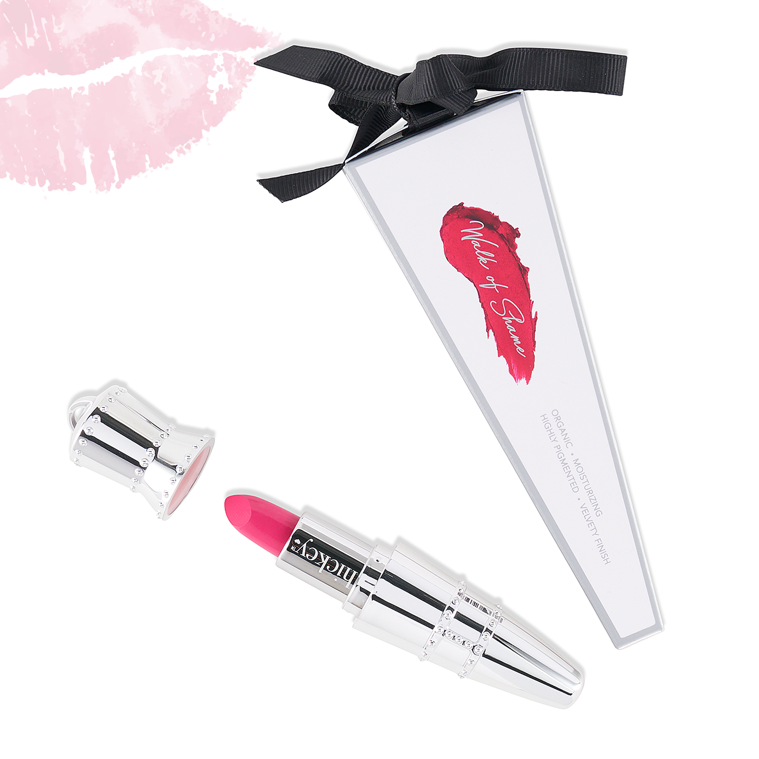 Walk of Shame Hot Hot Pink Lipstick Necklace | Clean, Bold Pink Pendant Case | Hickey Lipstick