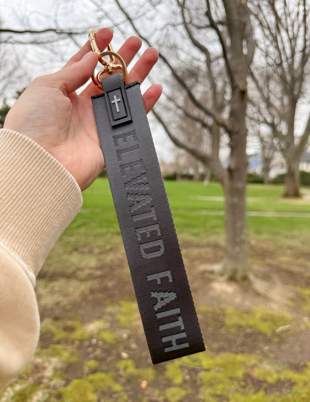 Black Oversized Logo Keychain
