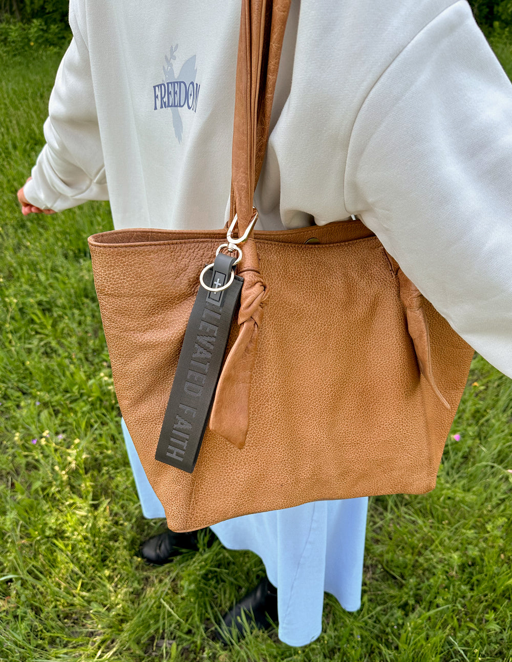 Black Oversized Logo Keychain