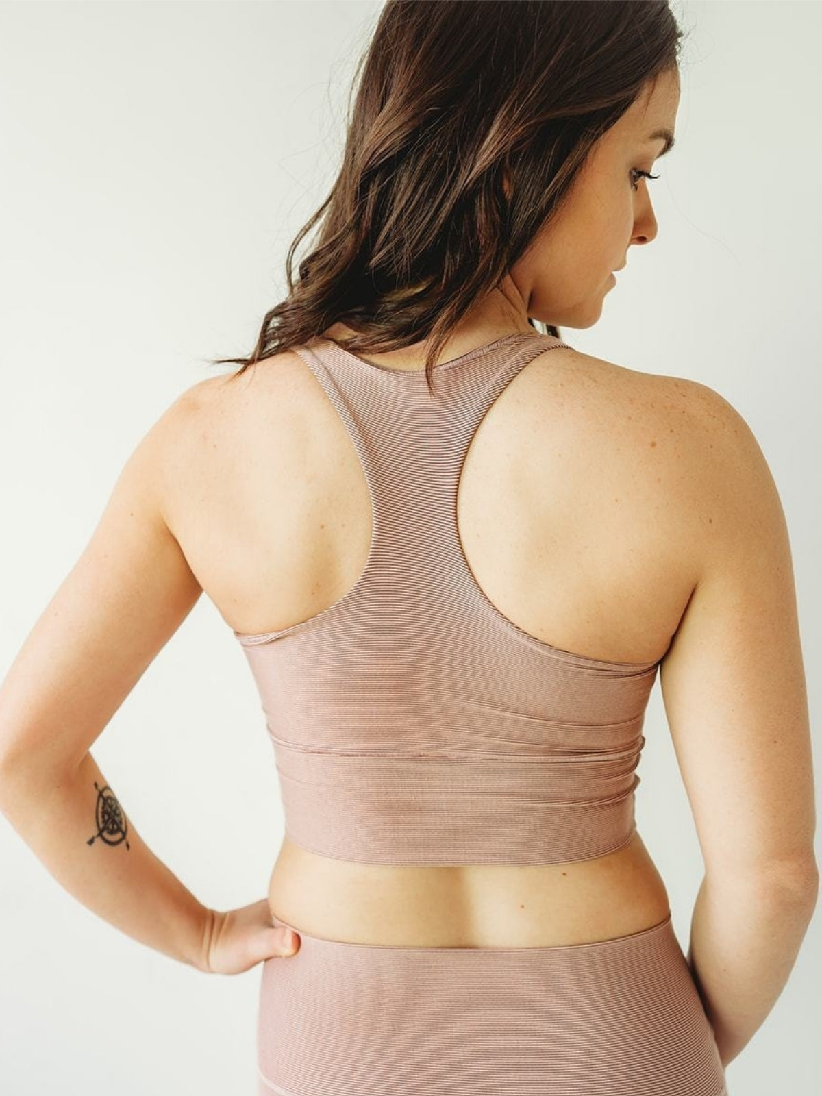 Blush Microstripe Longline Sports Bra *FINAL SALE*