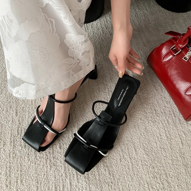 New Summer Slippers Women Mules High Heels Sandals Shoes for Women Casual Shoes Zapatos De Mujer Gladiator Ladies Shoes