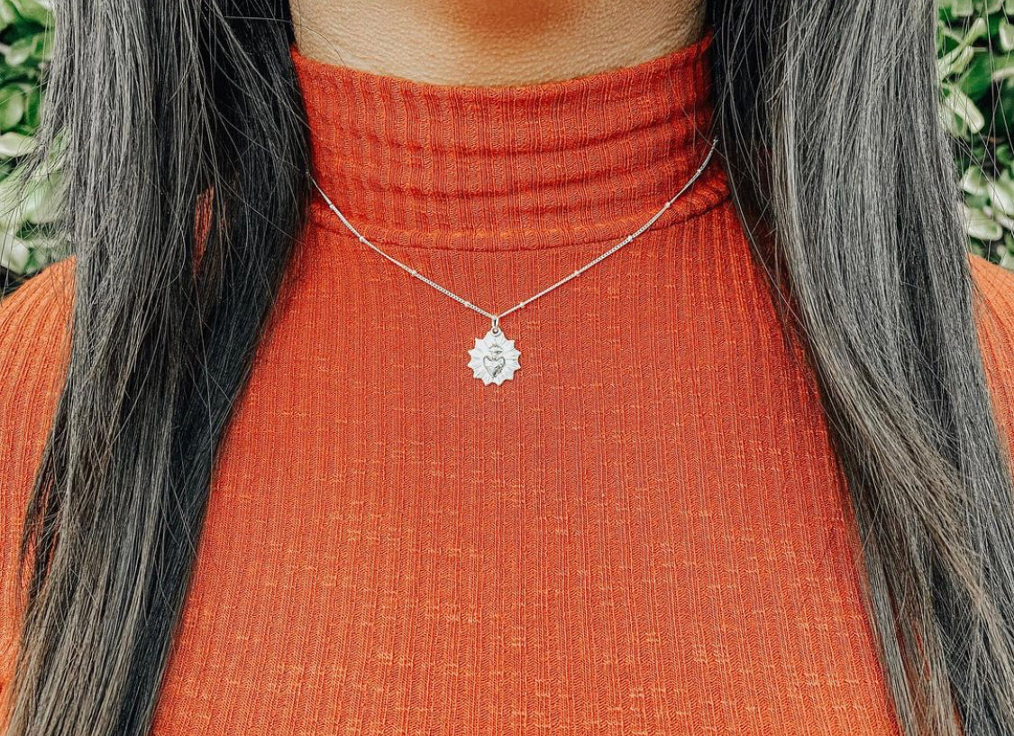 The Little Sacred Heart® minimalist scalloped necklace in sterling silver