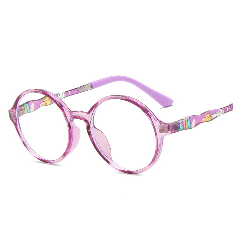 New Kids' Round Frame Anti-blue Flat Mirror Tr90 Colorful Kids' Glasses for Students