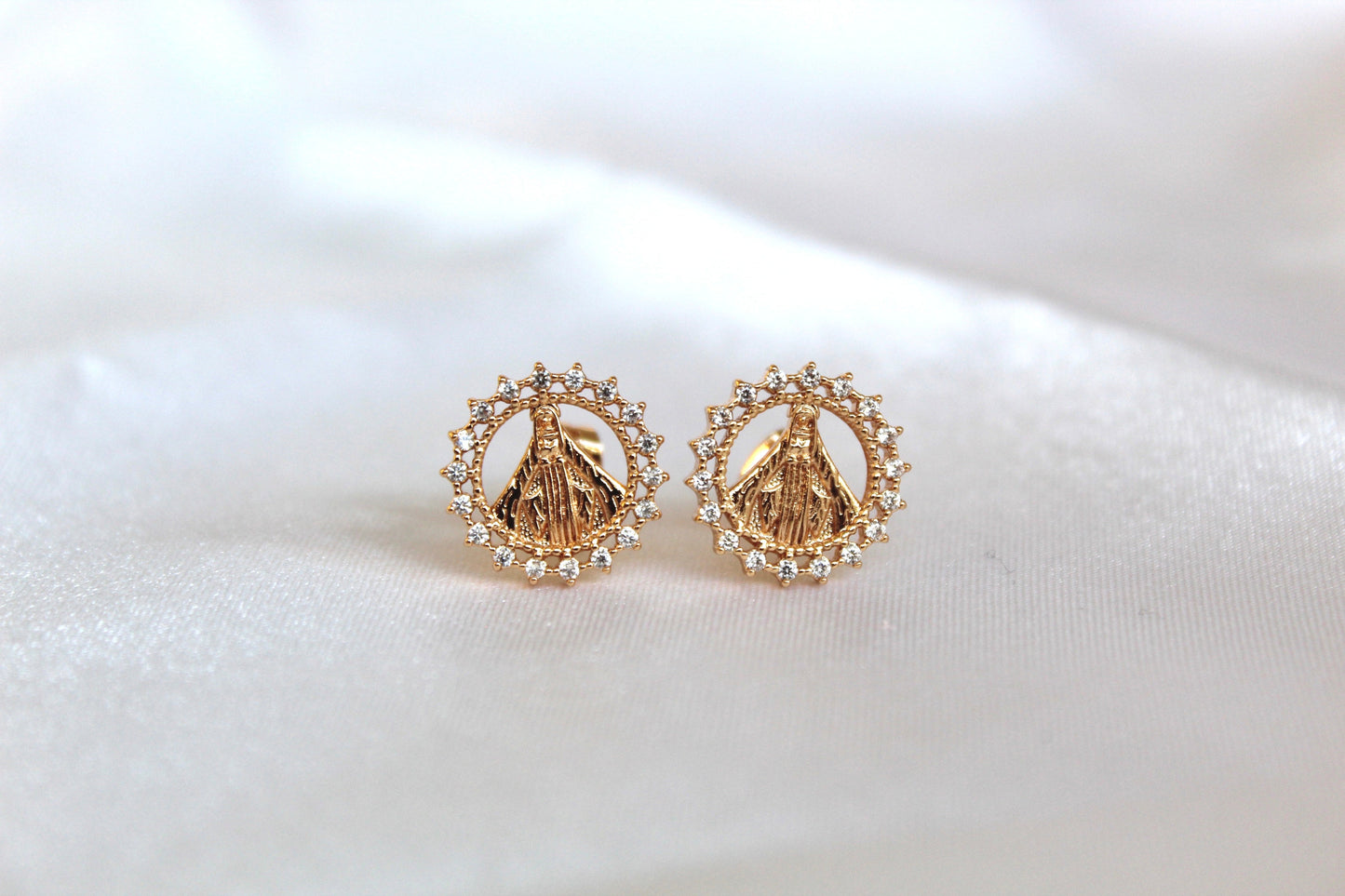 Our Lady of Grace Round Earrings