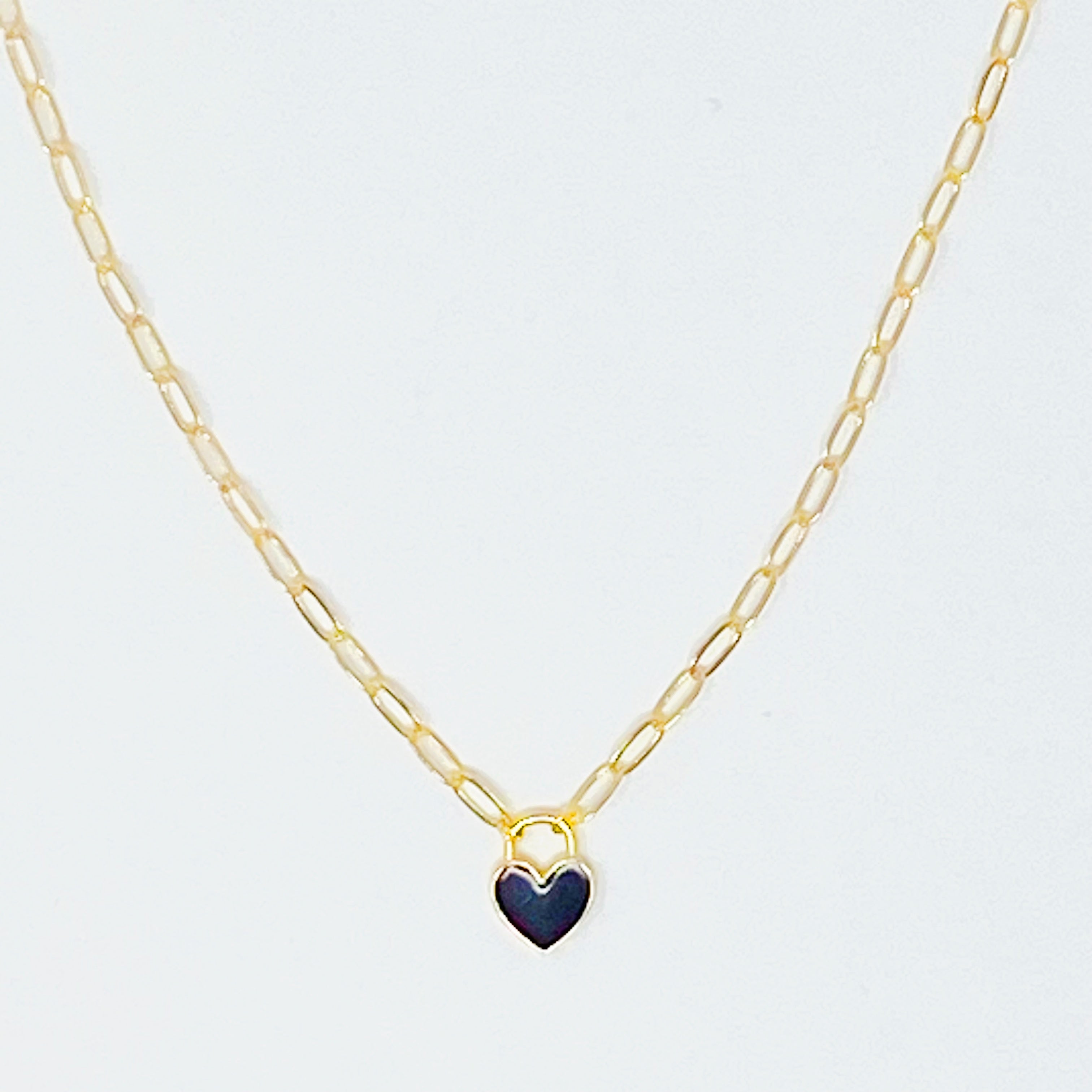 Colored & Locked Heart Necklace