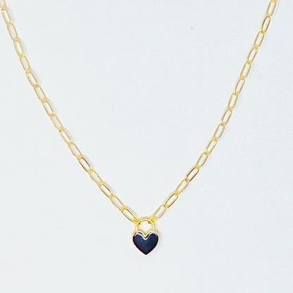 Colored & Locked Heart Necklace
