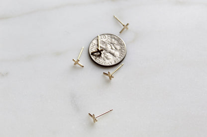 Cross Studs in 14k Gold