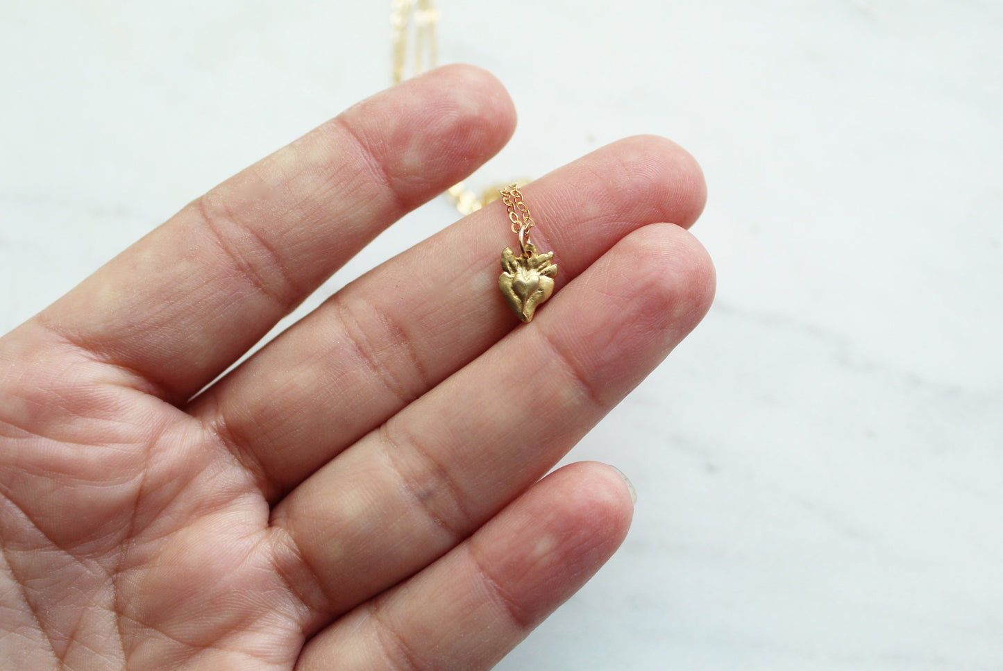 Tiny Sacred Heart Necklace