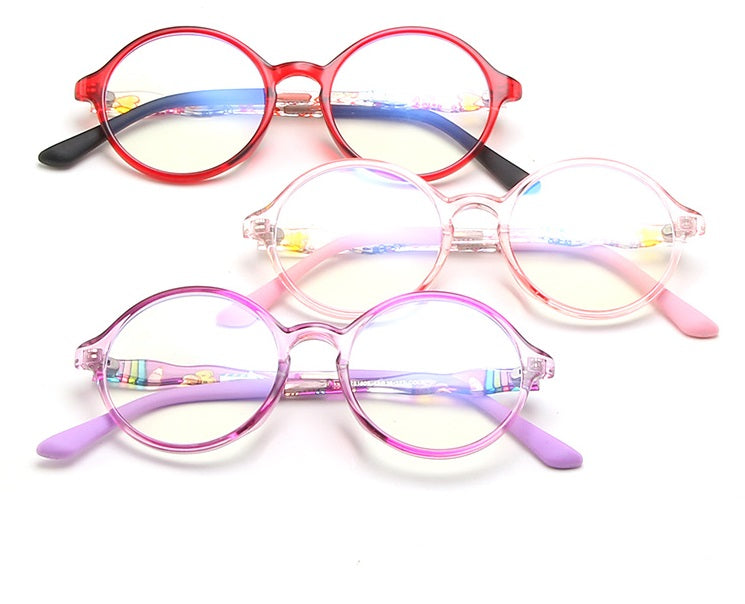 New Kids' Round Frame Anti-blue Flat Mirror Tr90 Colorful Kids' Glasses for Students