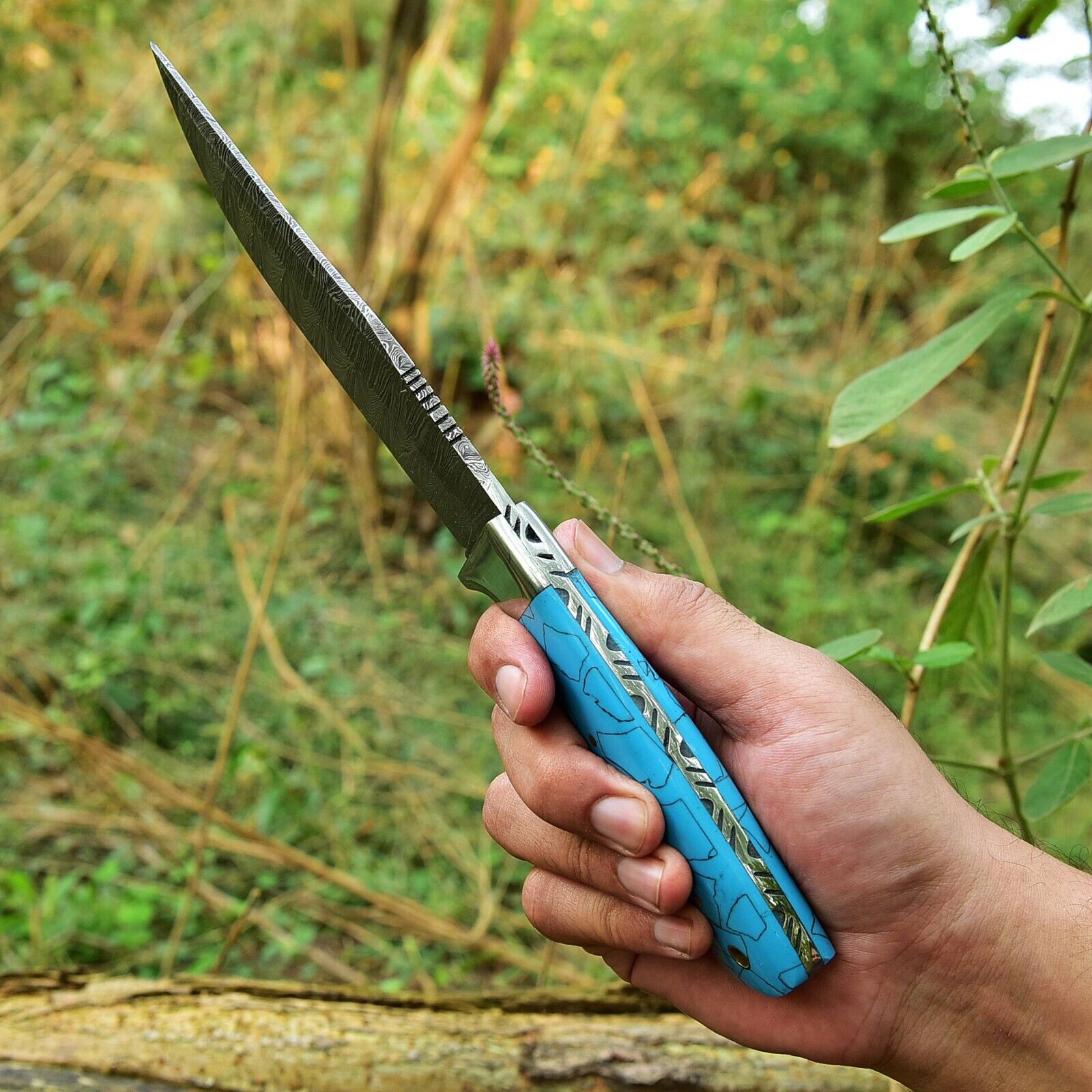 Custom Handmade Damascus Skinning Knife – 4.5" Blade