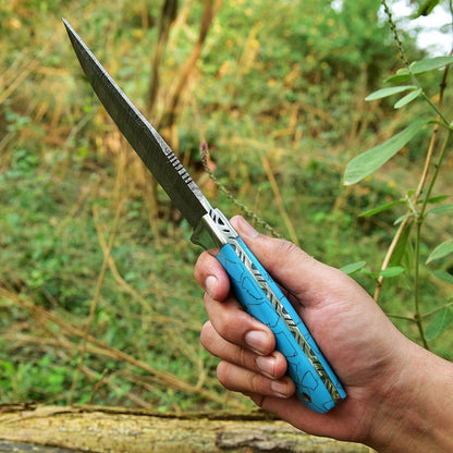 Custom Handmade Damascus Skinning Knife – 4.5" Blade