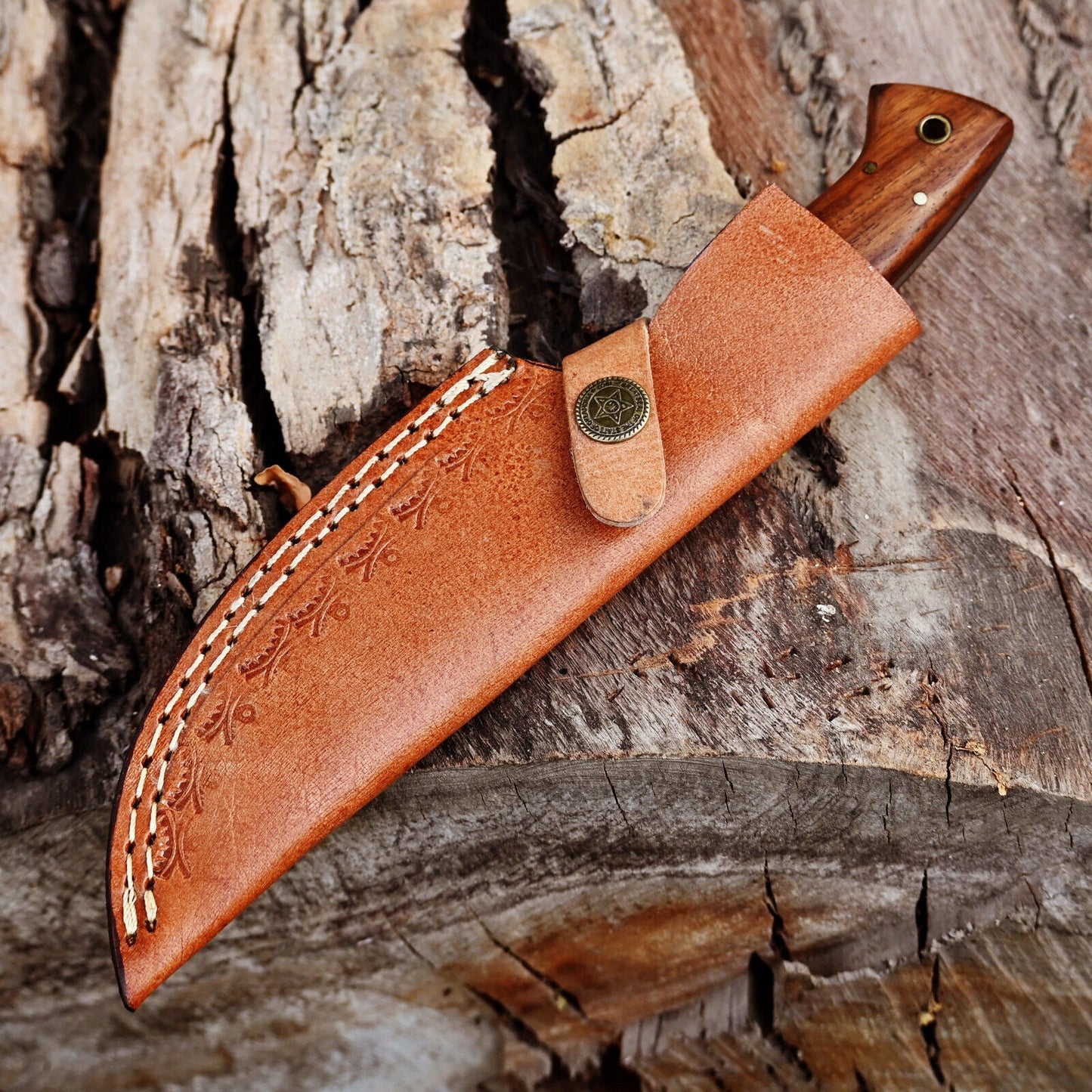 Custom Handmade 5-Inch Damascus Skinning Knife with Rosewood Handle