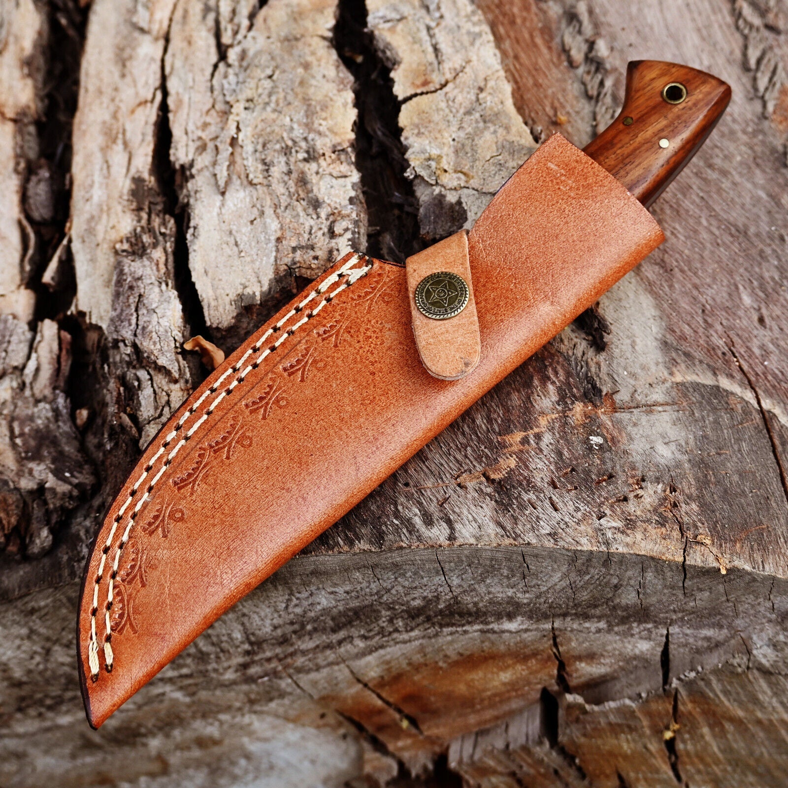 Custom Handmade 5-Inch Damascus Skinning Knife with Rosewood Handle
