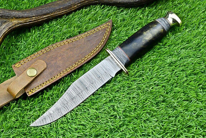 Western Boulder Colorado Knife – 11" Handmade Damascus Steel Blade with Epoxy Resin Handle & Brass Guard