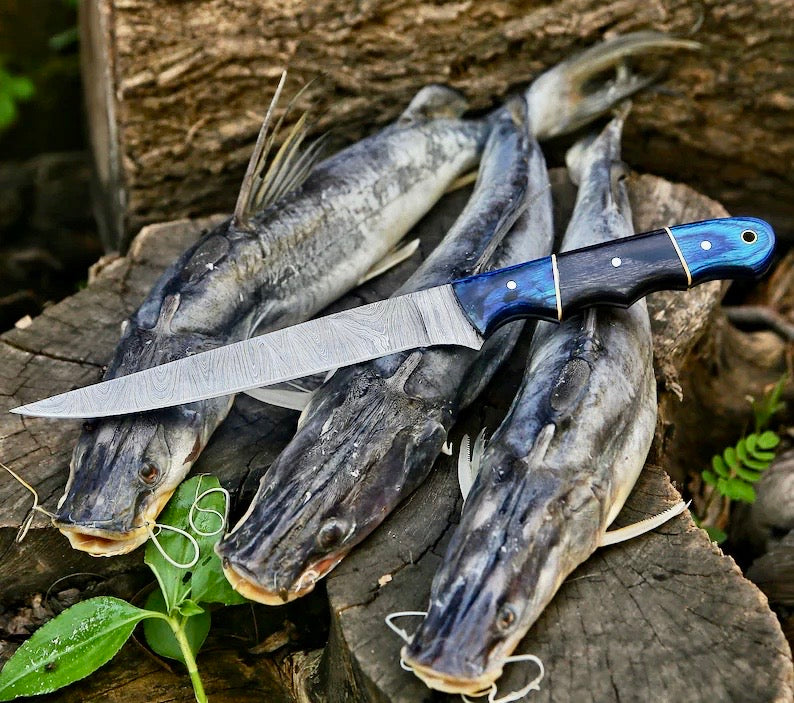 Custom Handmade Damascus Boning Knife – 13" Pakkawood Handle