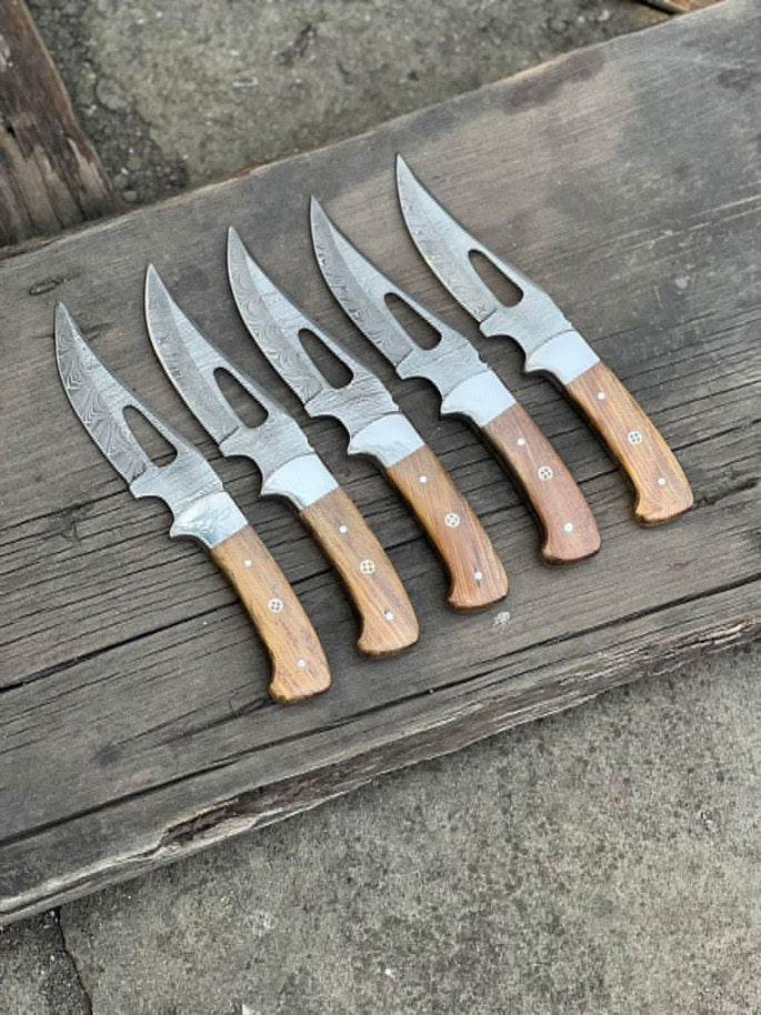 Custom Handmade Damascus Steel Gutting Knife – Rosewood Handle