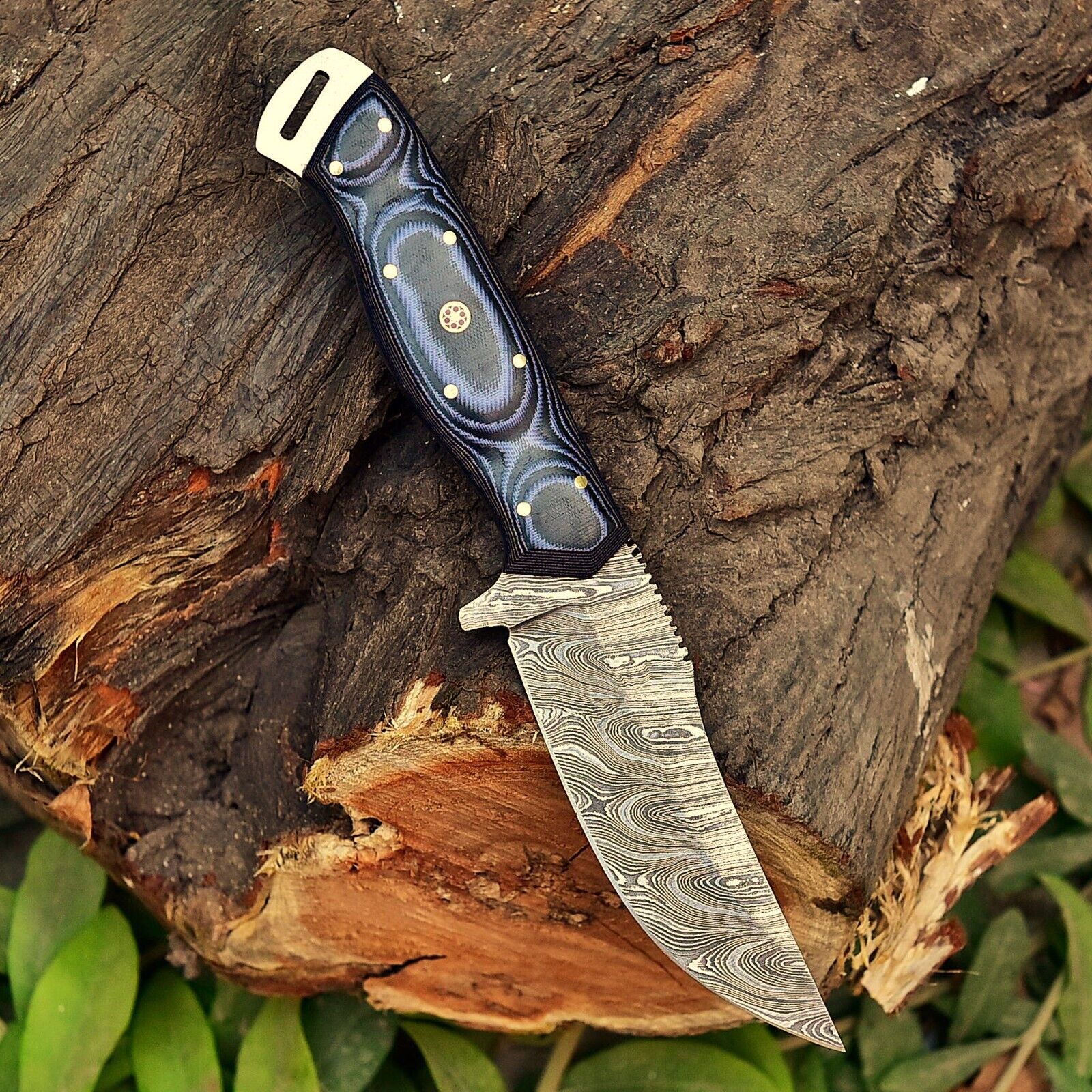 Custom Handmade Damascus Steel Skinning Knife with 5" Blade