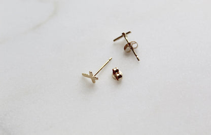 Cross Studs in 14k Gold
