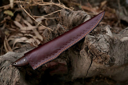 Damascus Fillet Knife – 13" Rosewood Handle & Leather Sheath