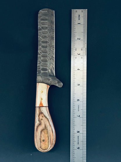 Cowboy Bull Cutter Knives | 5" Damascus Steel Blade with Pakkawood Handle
