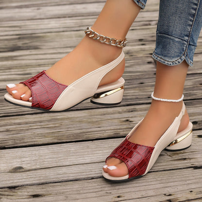 Women Mid Heels Sandals Chunky Fashion Casual Shoes Women Summer  Walking Shoes