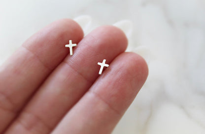 Cross Studs in Sterling Silver