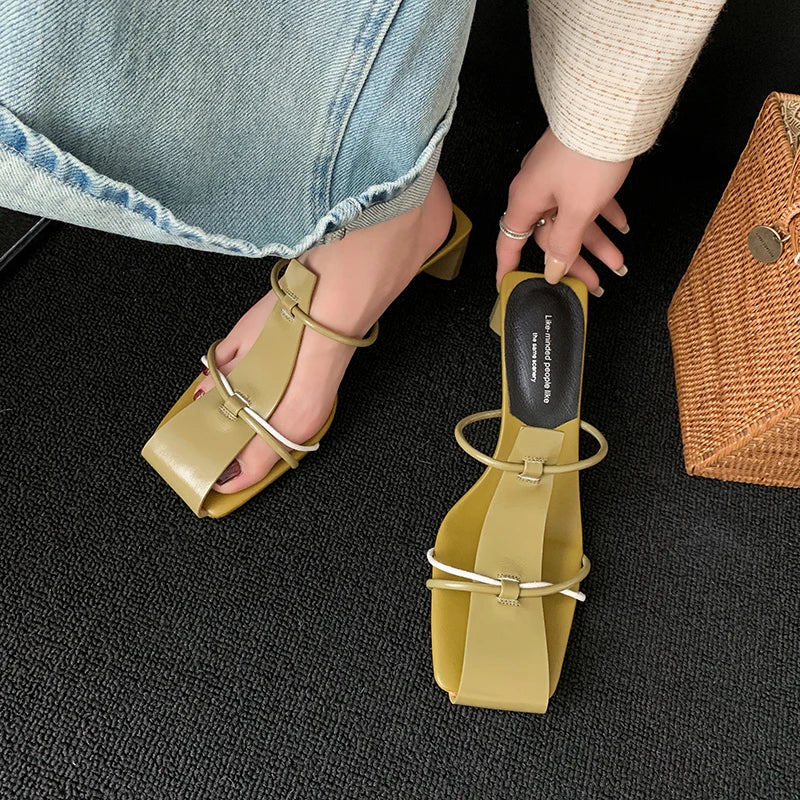 New Summer Slippers Women Mules High Heels Sandals Shoes for Women Casual Shoes Zapatos De Mujer Gladiator Ladies Shoes