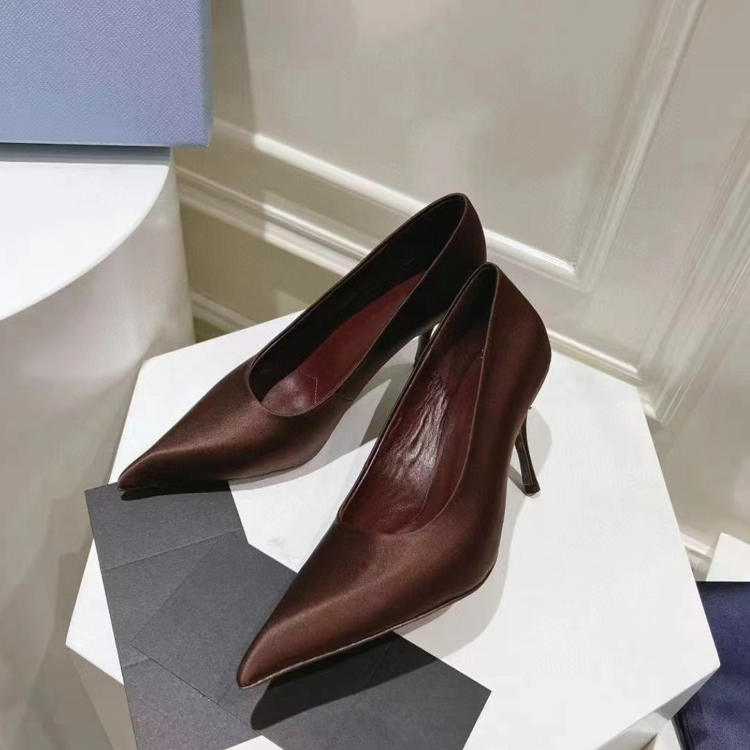 Luxury Brand Women Super High Heel Shoes Elegant Pointy Toe Ladies Satin Basic Shoes Summer Party Banquet Dress Shoes Women