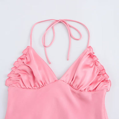 Spring European and American New Fashion Silk Texture Dress