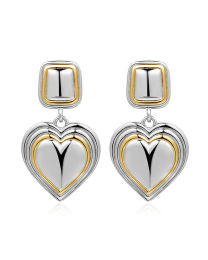 Two-Tone Heart Earrings