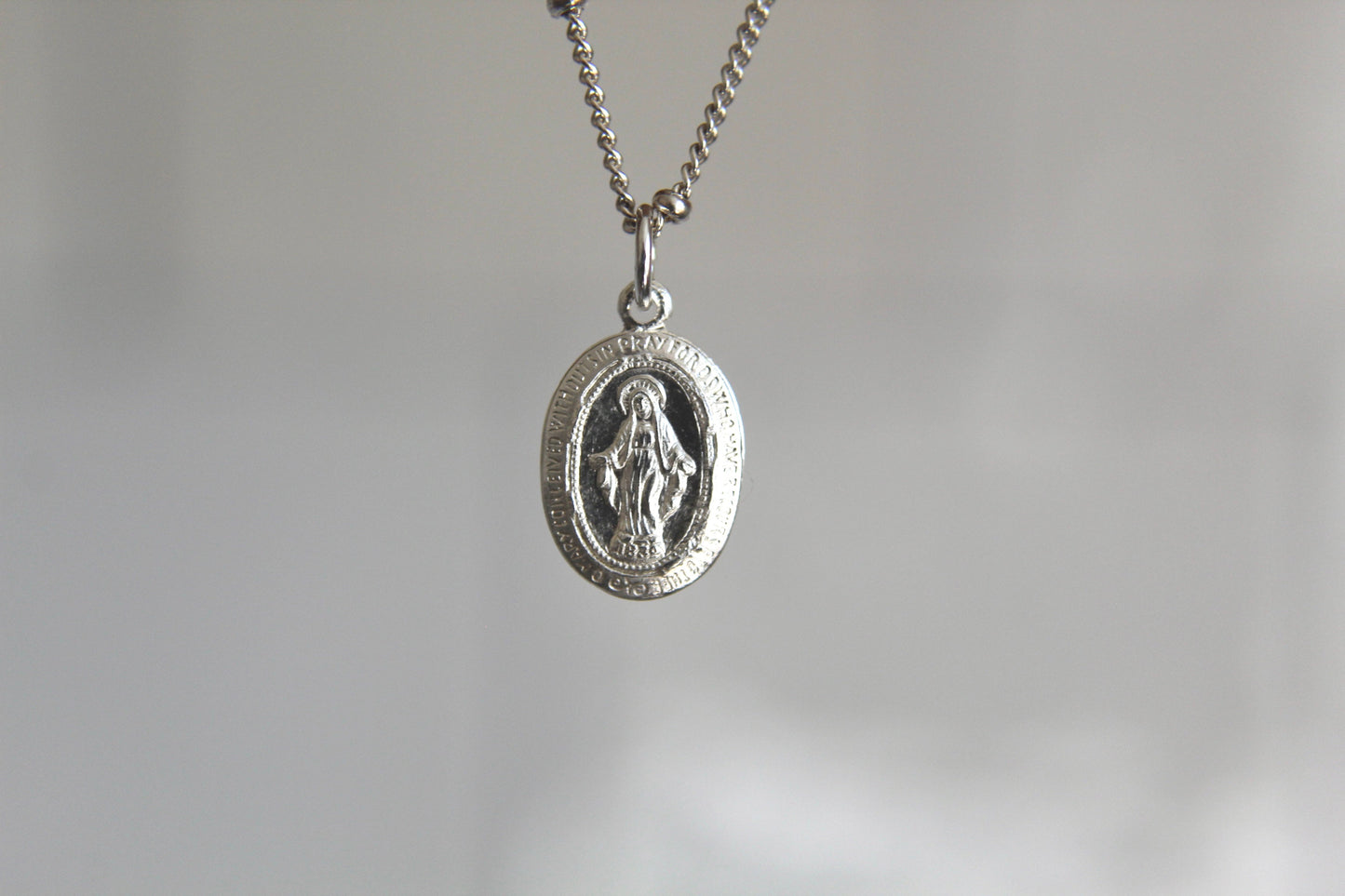 Dainty Miraculous Medal Necklace in Silver