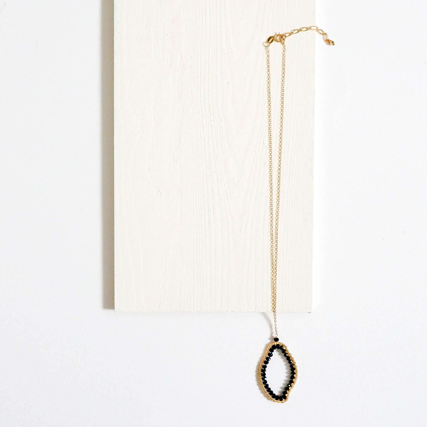 Black Spinel Freestyle Pendant Necklace