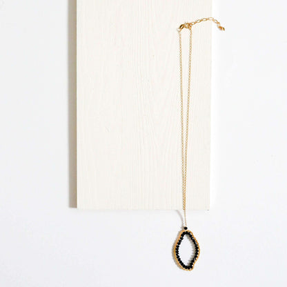 Black Spinel Freestyle Pendant Necklace