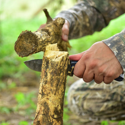 Custom Handmade 9" Damascus Steel Hunting Knife with G10 Handle & Leather Sheath