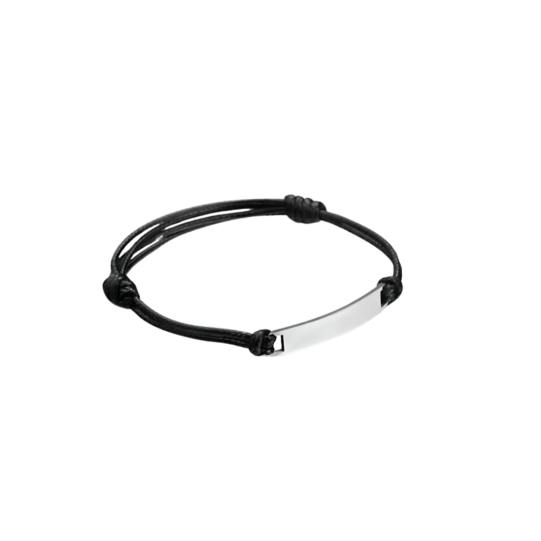 Custom Engraved Black Cord Bracelet