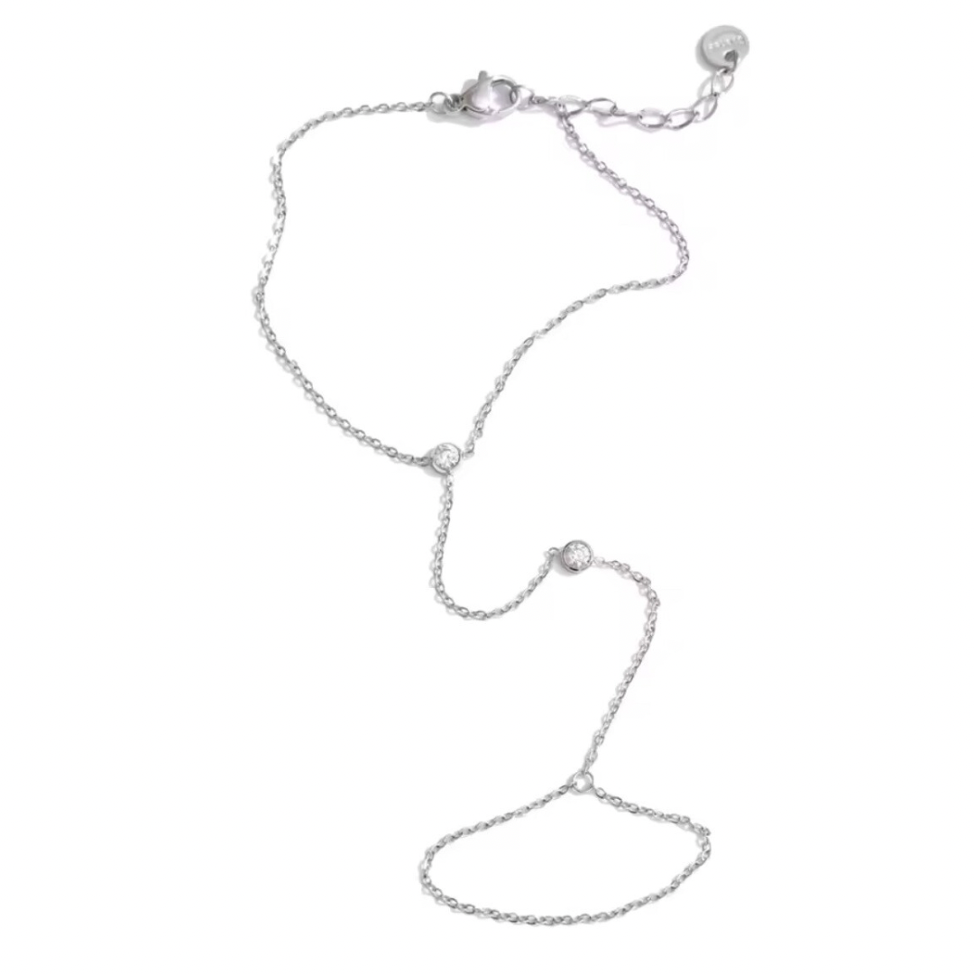 Silver Hand Chain- Circles
