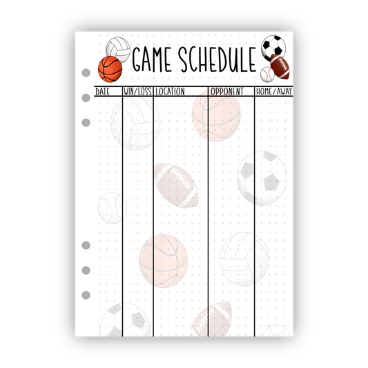 Game Schedule