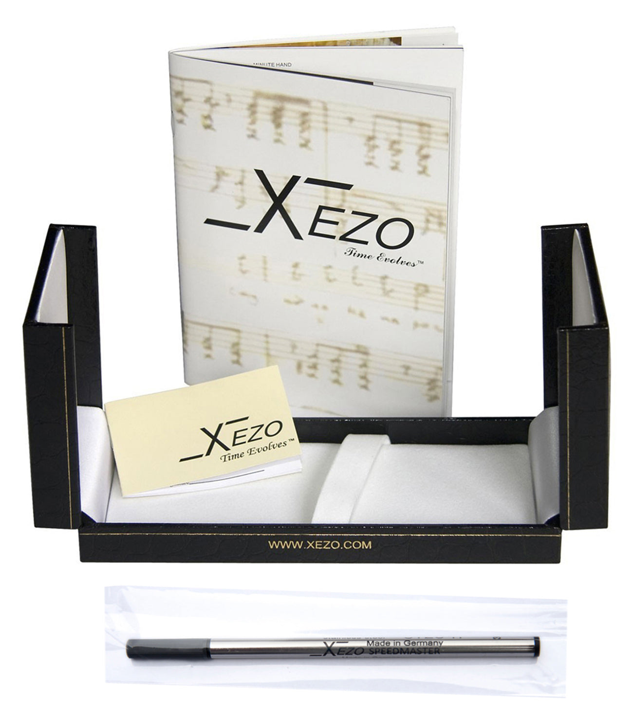 Xezo Maestro® Black and White Mother of Pearl Rollerball Pen - 18K Gold Plated