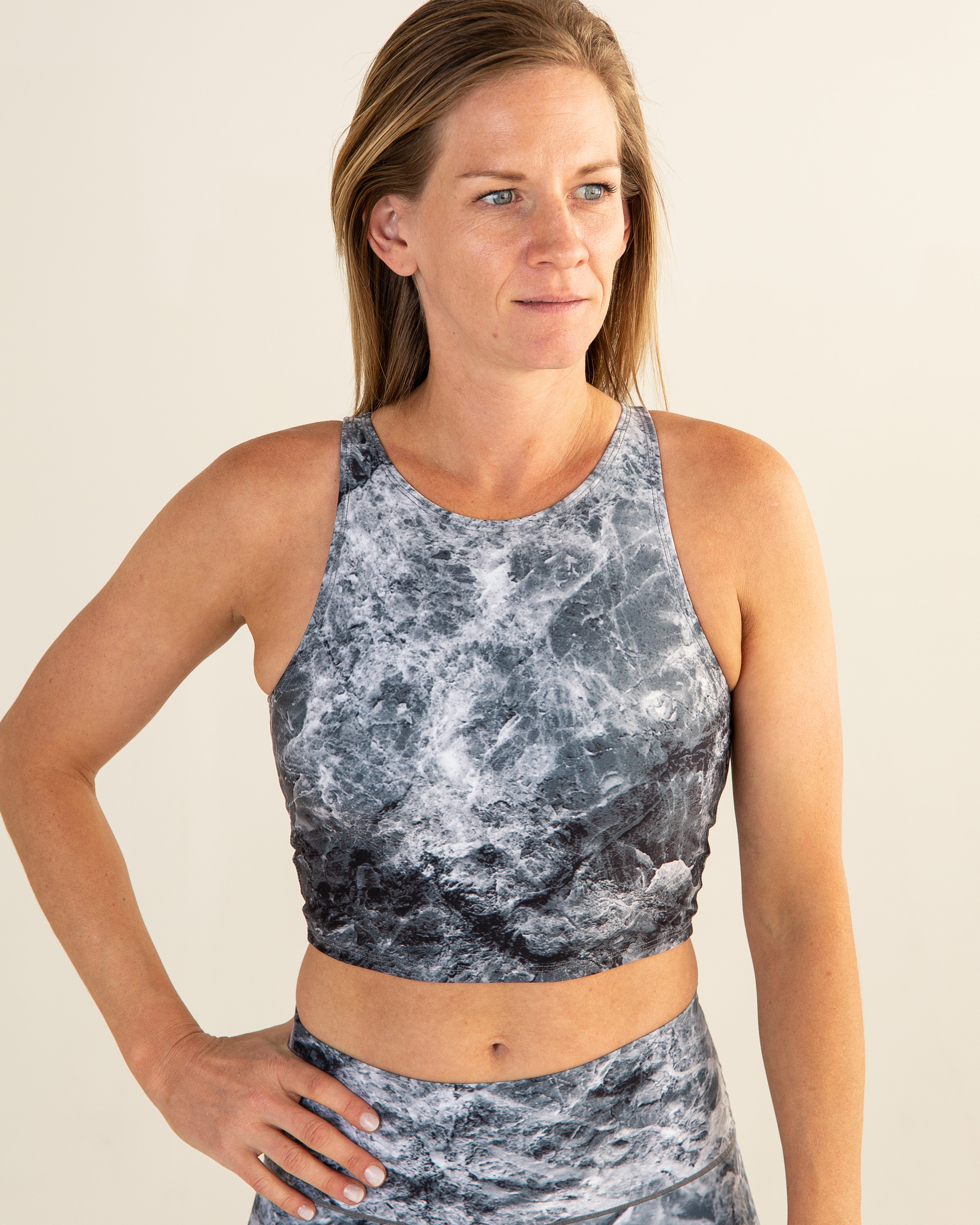 Grey Marble Crop Top