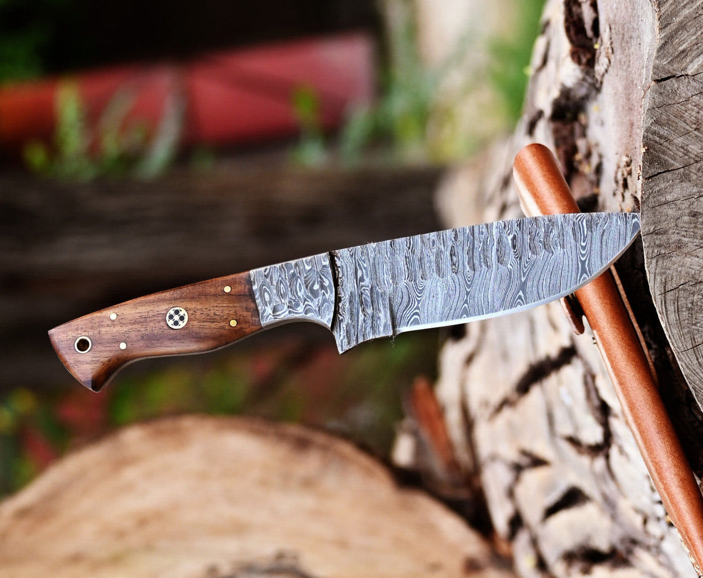 Custom Handmade 5-Inch Damascus Skinning Knife with Rosewood Handle