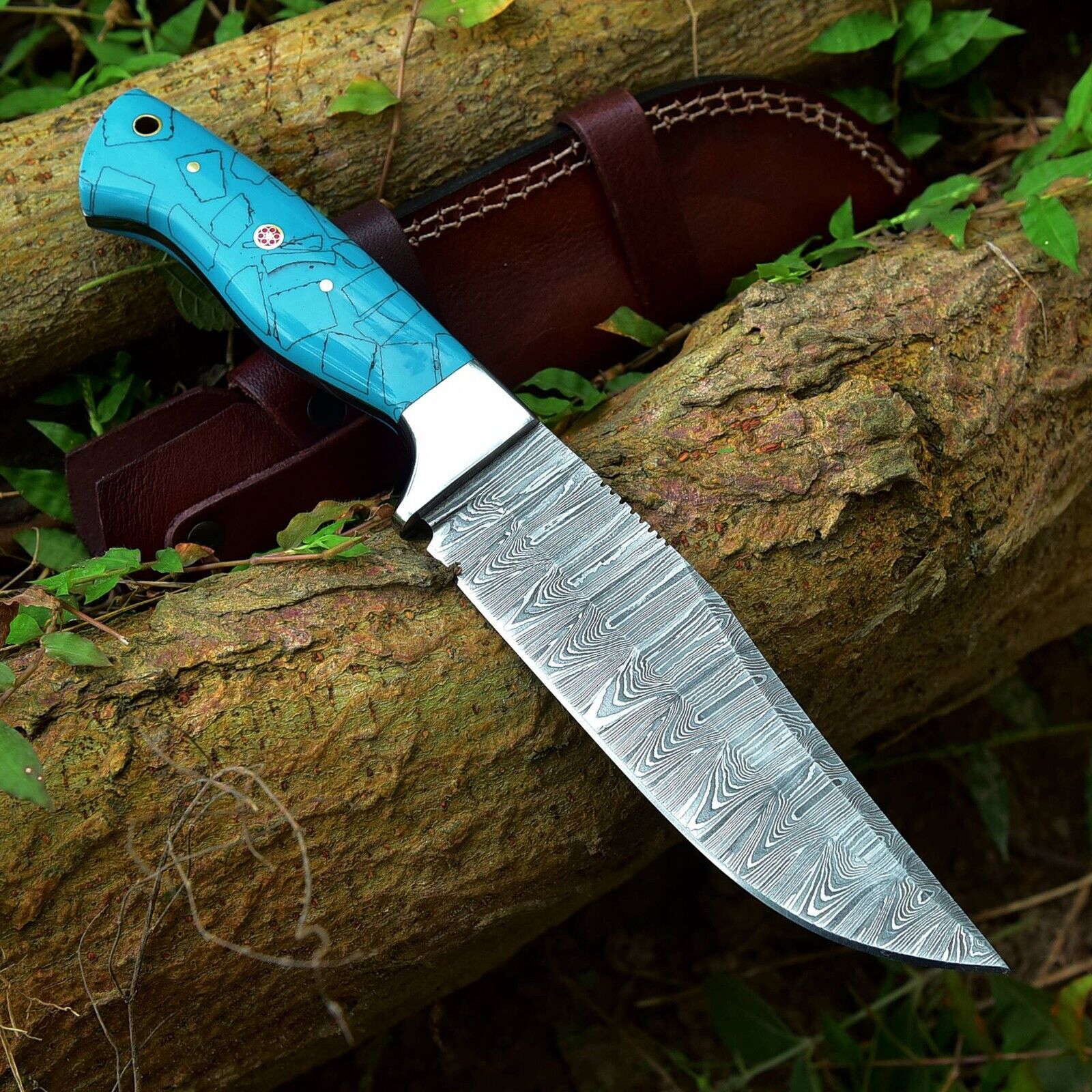 Custom Handmade Damascus Skinning Knife – 4.5" Blade