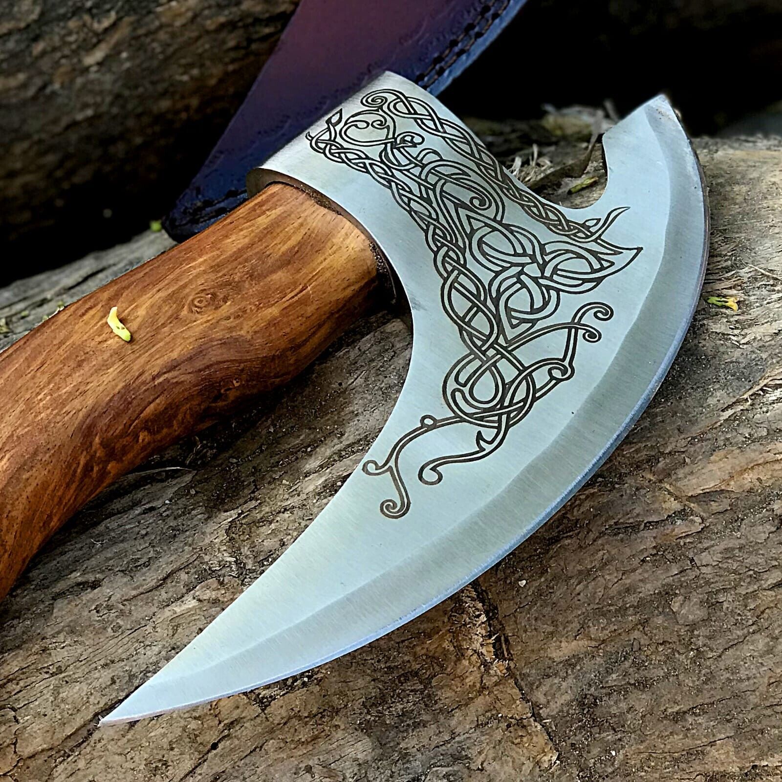 Custom Hand-Engraved Axe Pizza Cutter – 8" J2 Steel Blade