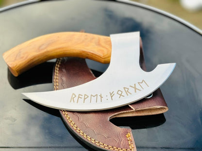 Vikings Pizza Cutter – Custom Handmade 8-Inch J2 Steel Blade with Wooden Handle