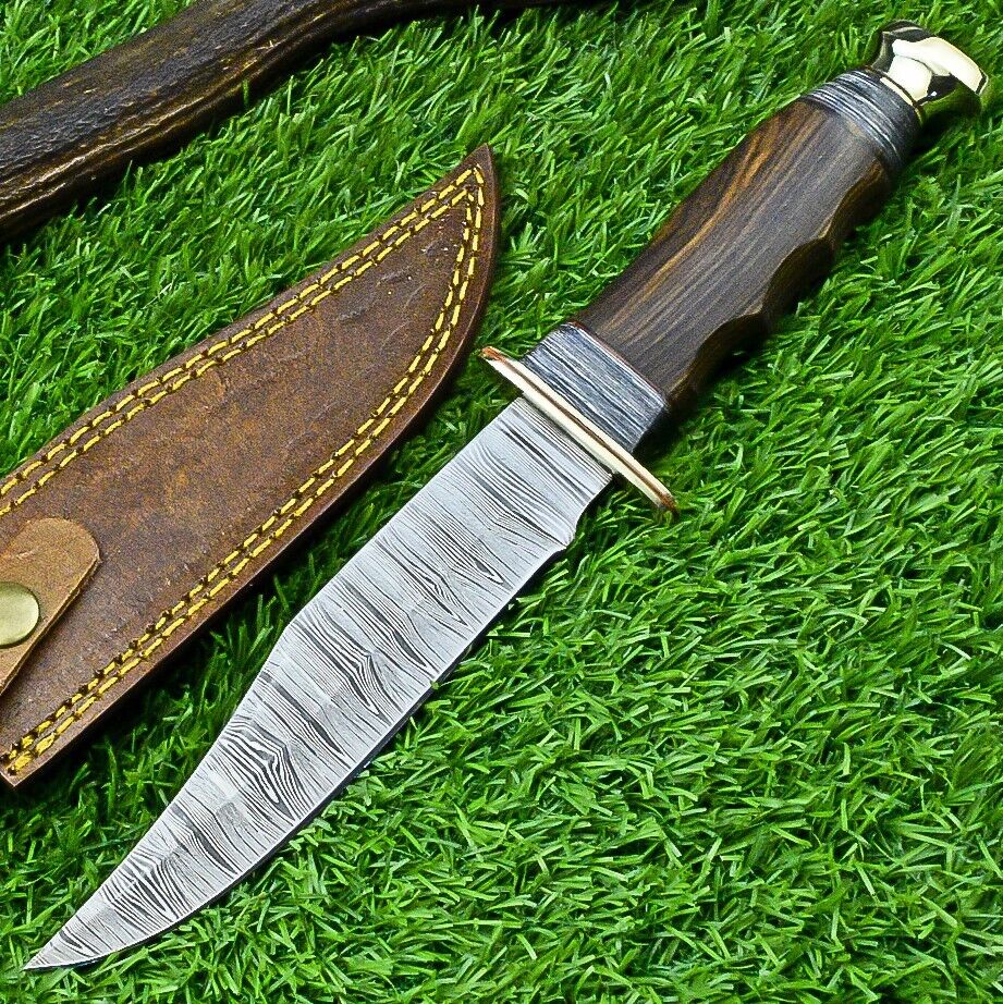 Western Boulder Colorado Knife – 13” Handmade Damascus Steel Blade with Rosewood Handle & Leather Sheath